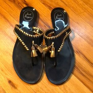 Jack Rogers navy/gold jelly flip flops
